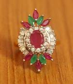 Multicolour Diamond Look Gold Plated Adjustable Ring