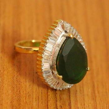 Green Onyx Pear Shaped Adjustable Cocktail Ring 1