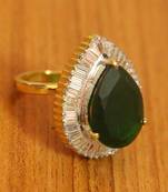 Green Onyx Pear Shaped Adjustable Cocktail Ring