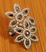 Black Onyx Diamond Look Silver Plated Cocktail Ring