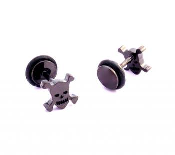 316L surgical stainless steel mens boys ear stud pair earring skull 1