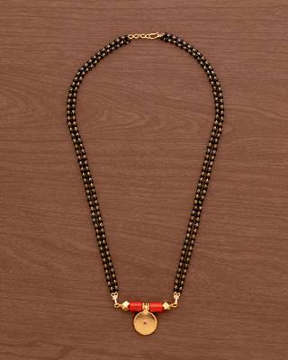 Black beads mangalsutra SHORT 18" with big Single vati one gram gold 2