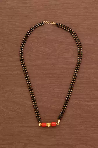 Black beads daremani SHORT 18" double line one gram gold
