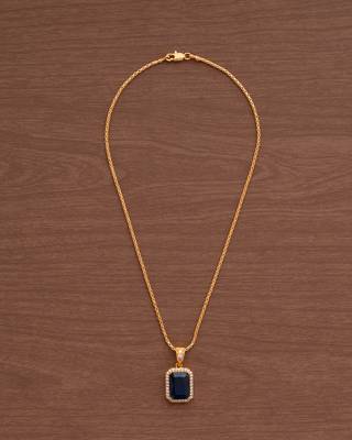 Golden chain with navy blue stone pendant one gram gold 2