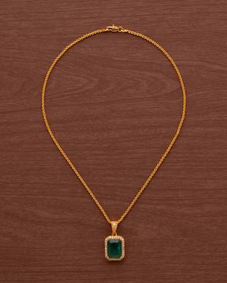 Golden SHORT chain with green stone pendant one gram gold 2