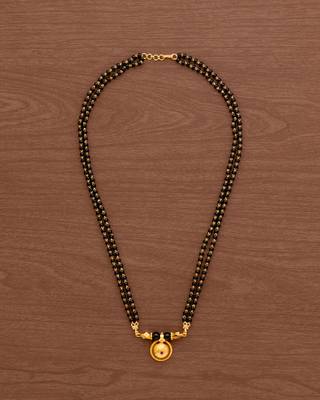 Black beads mangalsutra SHORT 18" with single ruby stone vati one gram gold 2