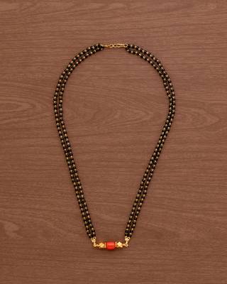 Black beads mangalsutra SHORT 18" one gram gold 2