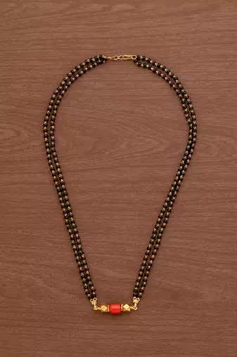 Black beads mangalsutra SHORT 18" one gram gold