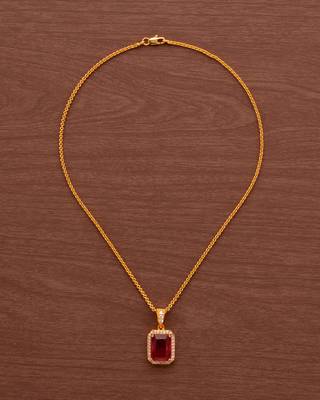 Golden short chain with red stone pendant one gram gold 2
