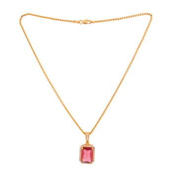 Golden short chain with red stone pendant one gram gold 3