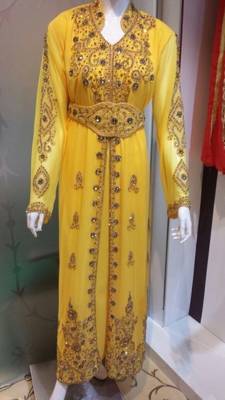 Yellow Georgette Embroidered Stitched Islamic Kaftan 1
