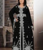 Black Georgette Embroidered Stitched Islamic Kaftan