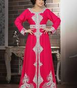 Pink Georgette Embroidered Stitched Islamic Kaftan