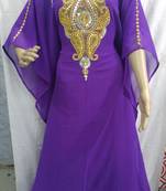 Purple Georgette Embroidered Stitched Islamic Kaftan
