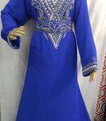 Royal Blue Georgette Embroidered Stitched Islamic Kaftan