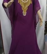Magenta Georgette Embroidered Stitched Islamic Kaftan