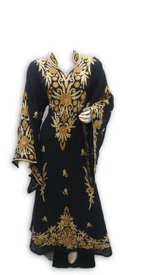 Black Georgette Embroidered Stitched Islamic Kaftan 1