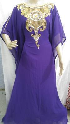 Purple Georgette Embroidered Stitched Islamic Kaftan 1