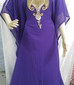 Purple Georgette Embroidered Stitched Islamic Kaftan