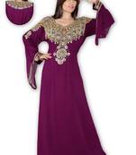 Magenta Georgette Embroidered Stitched Islamic Kaftan