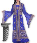 Royal Blue Georgette Embroidered Stitched Islamic Kaftan