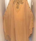 Beige Georgette Embroidered Stitched Islamic Kaftan