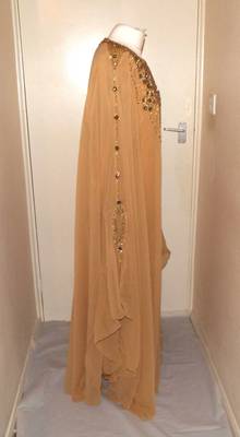 Beige Georgette Embroidered Stitched Islamic Kaftan 2