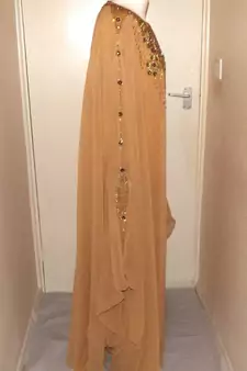 Beige Georgette Embroidered Stitched Islamic Kaftan
