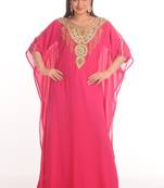 Pink Georgette Embroidered Stitched Islamic Kaftan
