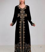 Black Georgette Embroidered Stitched Islamic Kaftan