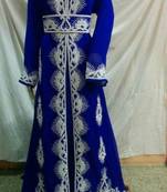 Royal Blue Georgette Embroidered Stitched Islamic Kaftan