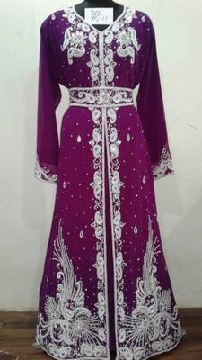 Magenta Georgette Embroidered Stitched Islamic Kaftan 1