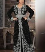 Black Georgette Embroidered Stitched Islamic Kaftan