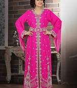 Pink Georgette Embroidered Stitched Islamic Kaftan