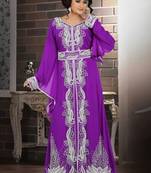 Light Purple Georgette Embroidered Stitched Islamic Kaftan