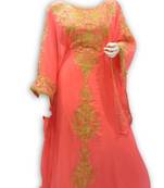 Tomato Georgette Embroidered Stitched Islamic Kaftan