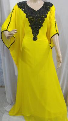Yellow Georgette Embroidered Stitched Islamic Kaftan 1