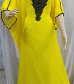 Yellow Georgette Embroidered Stitched Islamic Kaftan