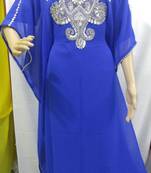 Royal Blue Georgette Embroidered Stitched Islamic Kaftan
