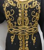 Black Georgette Embroidered Stitched Islamic Kaftan
