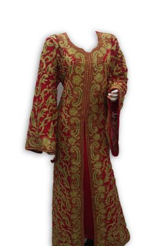 Maroon Georgette Embroidered Stitched Islamic Kaftan