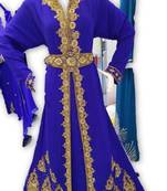 Royal Blue Georgette Embroidered Stitched Islamic Kaftan