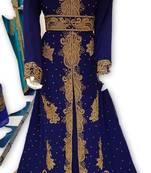 Royal Blue Georgette Embroidered Stitched Islamic Kaftan