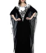 Black Georgette Embroidered Stitched Islamic Kaftan