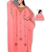 Tomato Georgette Embroidered Stitched Islamic Kaftan