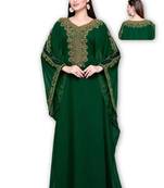 Green Georgette Embroidered Stitched Islamic Kaftan