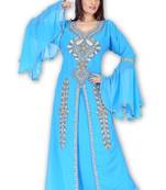 Sky Blue Georgette Embroidered Stitched Islamic Kaftan