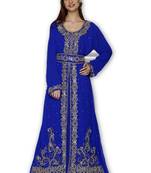 Royal Blue Georgette Embroidered Stitched Islamic Kaftan