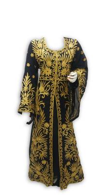 Black Georgette Embroidered Stitched Islamic Kaftan 1