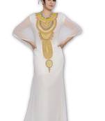 Cream Georgette Embroidered Stitched Islamic Kaftan